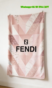 Fendi FF Logo Pink Geometric Marble Flannel Sofa Throw Blanket Luxury Designer IMG_9342